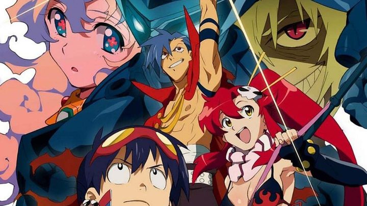 Collage of the main cast of Gurren Lagann.