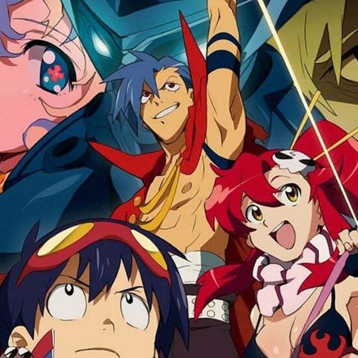 Collage of the main cast of Gurren Lagann
