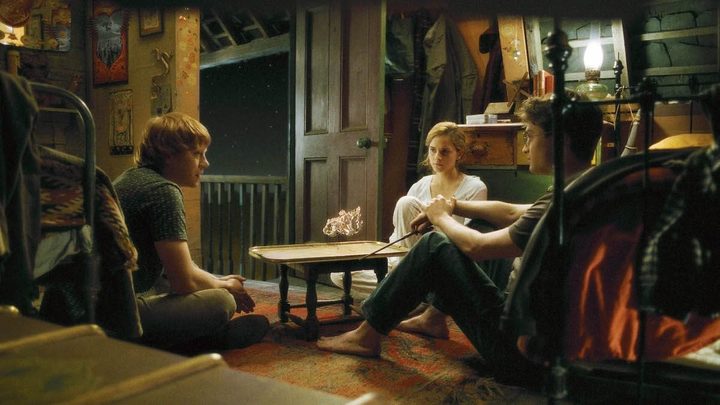 Ron, Hermione, and Harry talking in HP and the Half-Blood Prince.