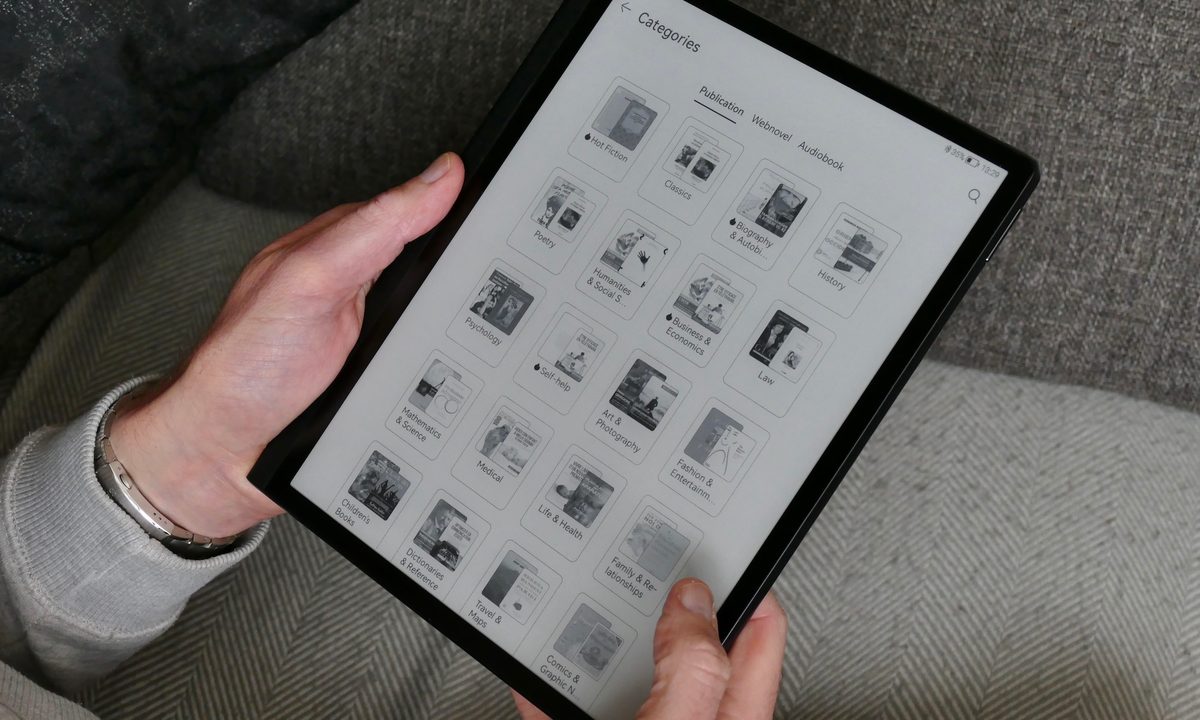 Huawei's Bookstore app on the MatePad Paper.