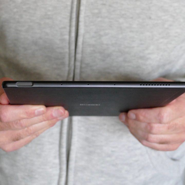 The top of the Huawei MatePad Paper when its held in hand.