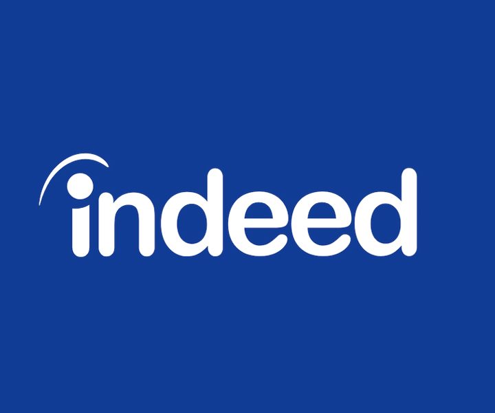The Indeed.com logo on a blue background.