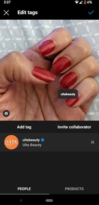 A pair of Instagram for Android screenshots showing product tagging feature.