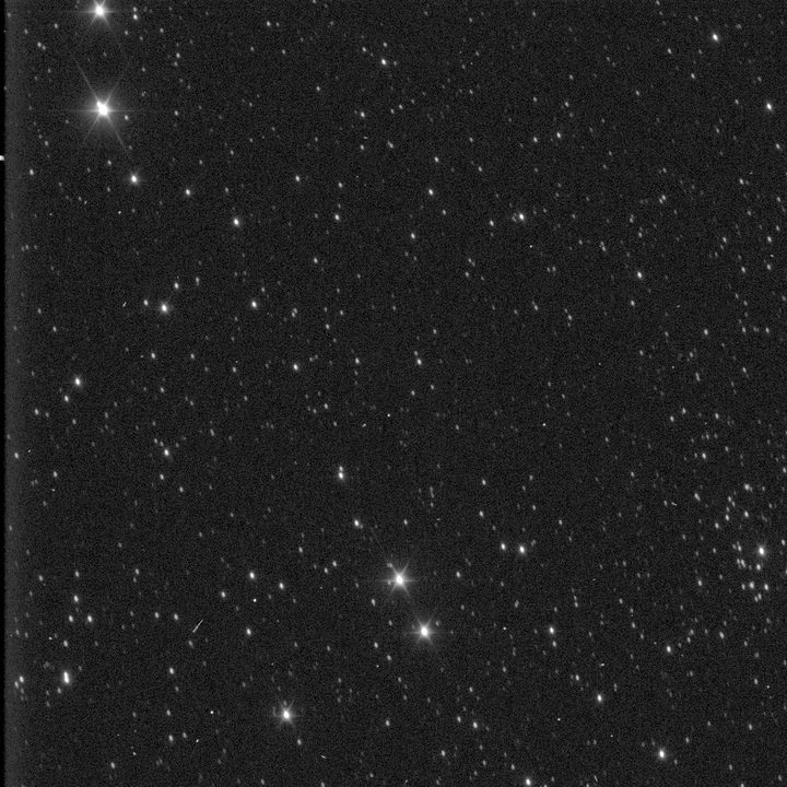 The faintest visible stars in this raw L’LORRI image are roughly 17th magnitude, 50,000 times fainter than the unaided human eye can see. Image brightness levels have been adjusted to enhance visibility of faint stars. The exposure time was 10 seconds. Keen observers will notice that the stars are slightly elongated in this relatively unprocessed image; the Lucy team has techniques to mitigate this effect, and the optical quality is sufficient for accomplishing the science goals of the mission.