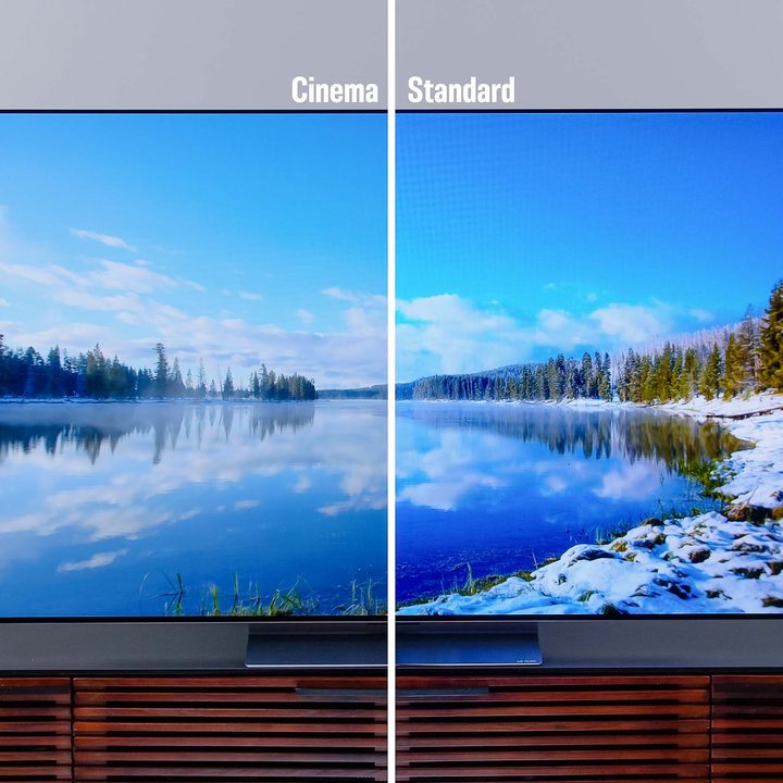 LG C2 OLED cinema quality vs. standard quality.