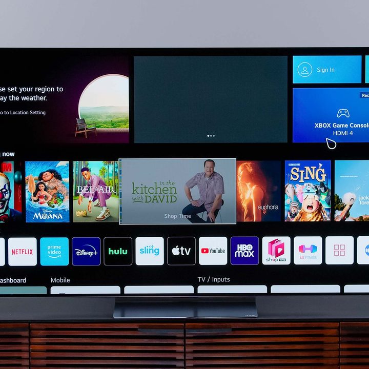 The LG C2 OLED home dashboard.