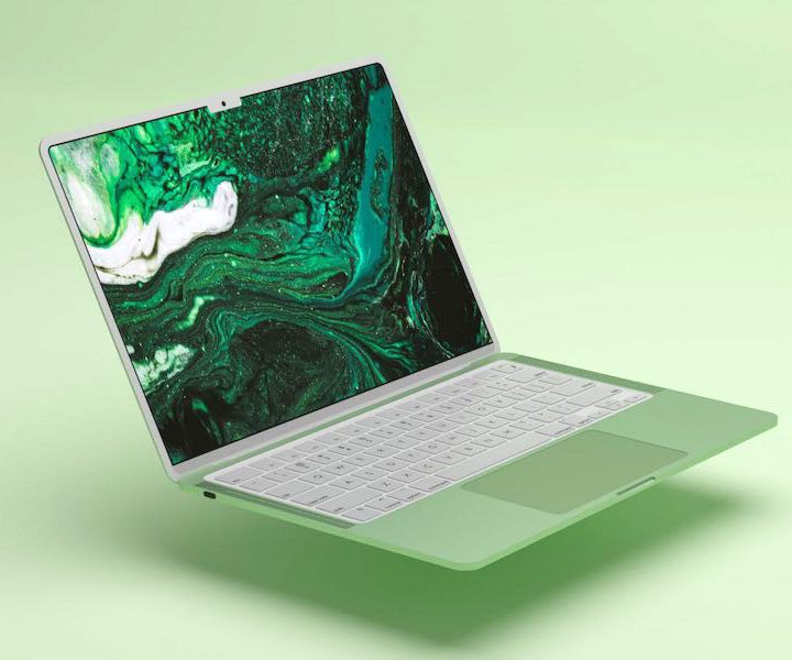 A green 2022 MacBook Air M2 Concept Render.