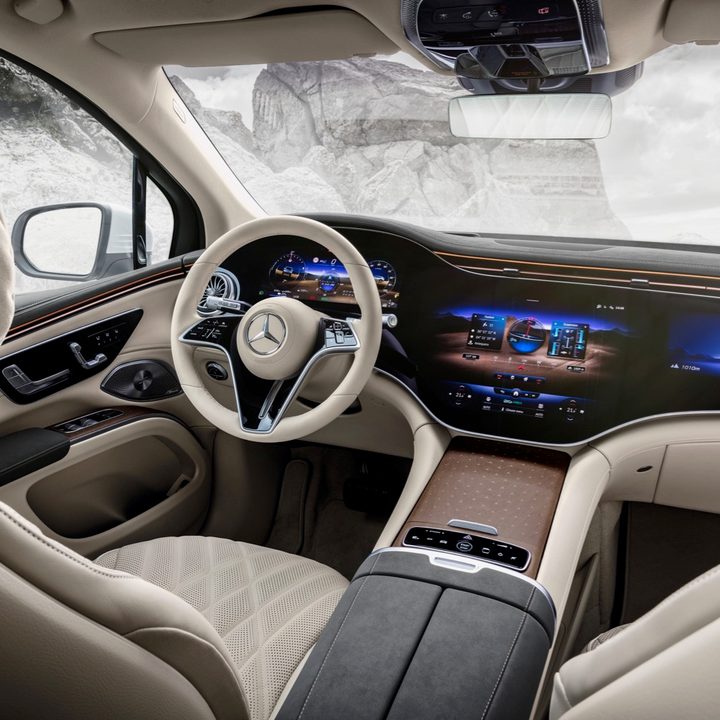 Hyperscreen display in the Mercedes-Benz EQS SUV.