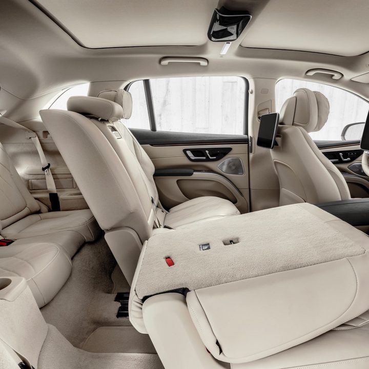 The Mercedes-Benz EQS SUV's second-row and third-row seats.