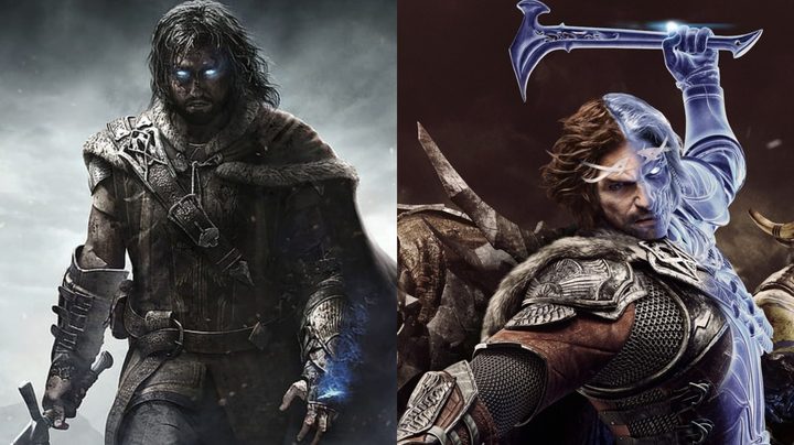 Split image of Talion combined with the wraith in Middle-earth: Shadow of Mordor and War cover arts.