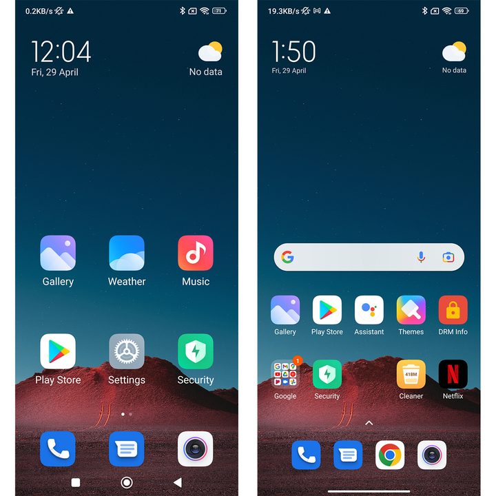 Screenshot showing MIUI 13's Lite mode.