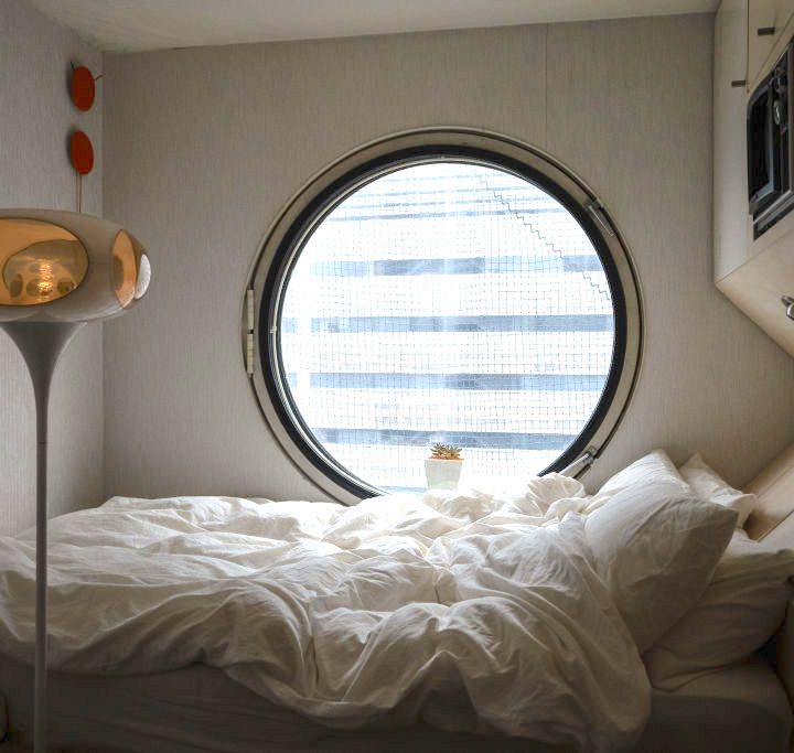 A living space inside the Nakagin Capsule Tower.