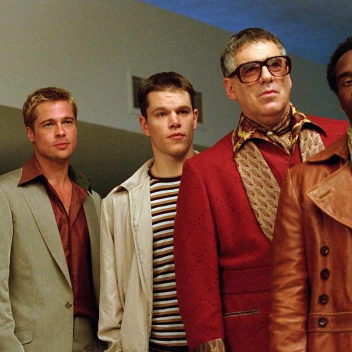 Danny Ocean stands with his crew in Ocean's Eleven.
