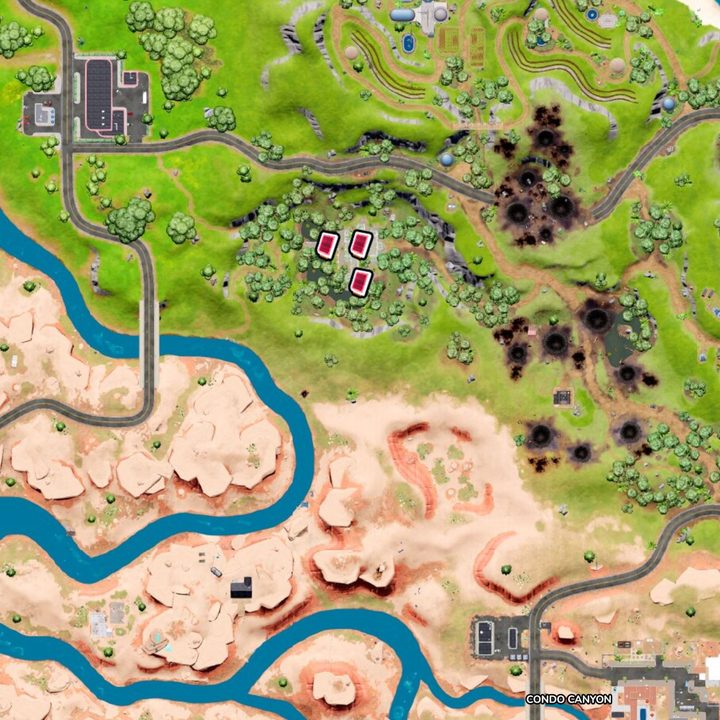 Map of Omni Chips at Tumbledown Temple in Fortnite.