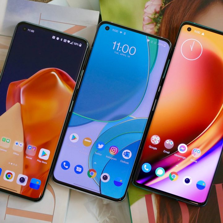OnePlus 10 Pro, OnePlus 9 Pro, and OnePlus 8 Pro screens.