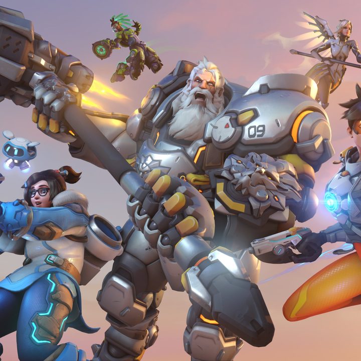 Tracer, Reinhardt, and Mei as they appear in Overwatch 2.
