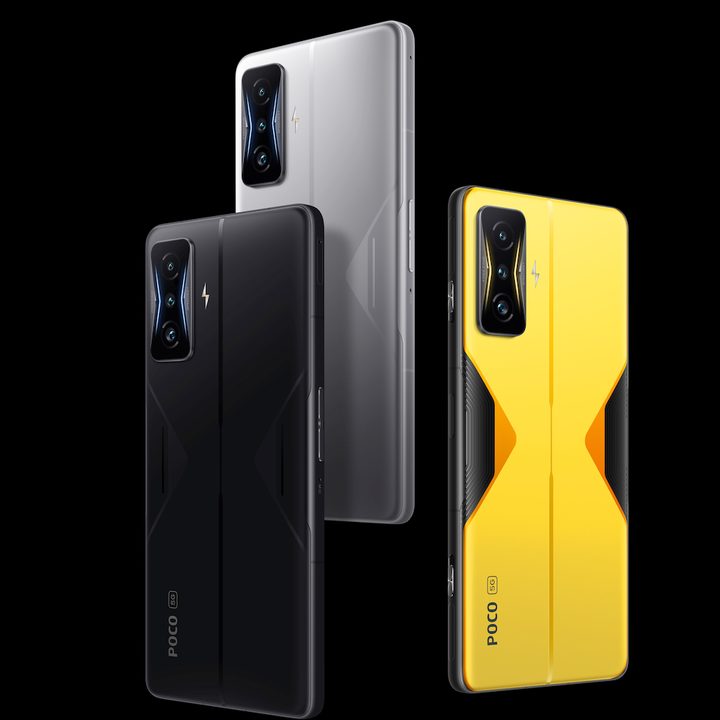 Poco F4 GT phone in its different colors.