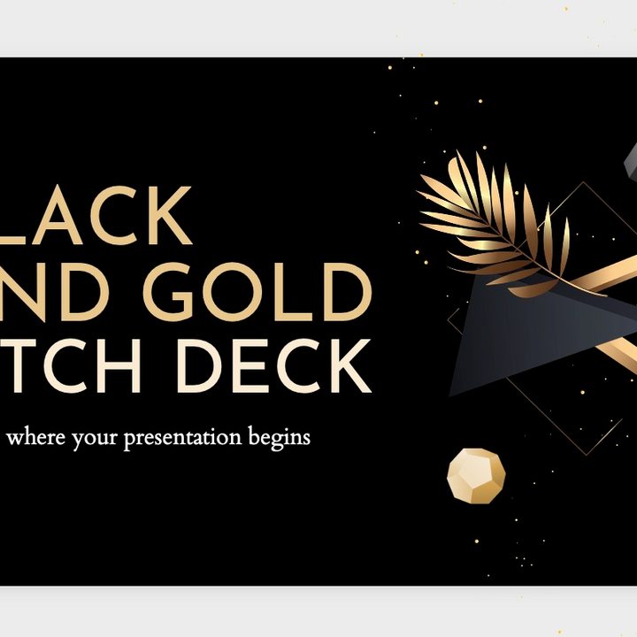 Unique black and gold PowerPoint template.