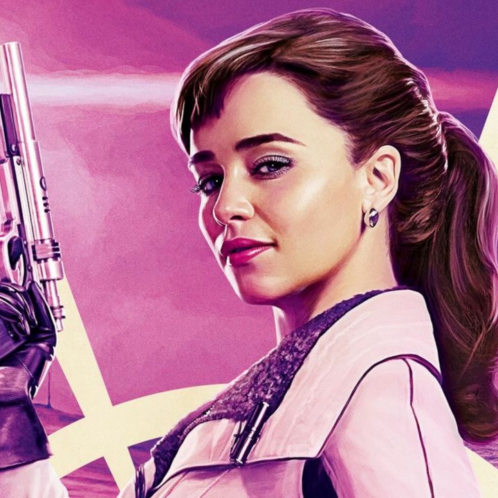 Emilia Clarke as Qi'ra in Solo: A Star Wars Story promo material