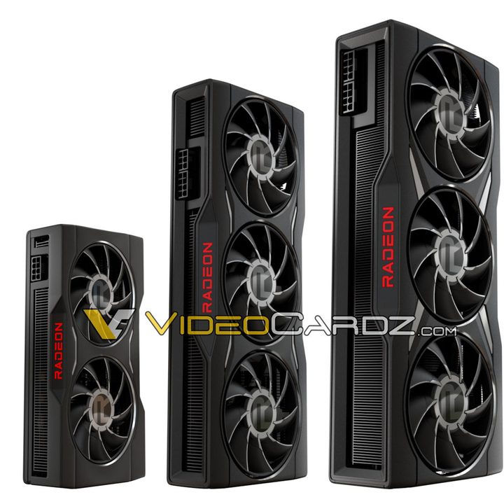 Three upcoming AMD Radeon graphics cards.