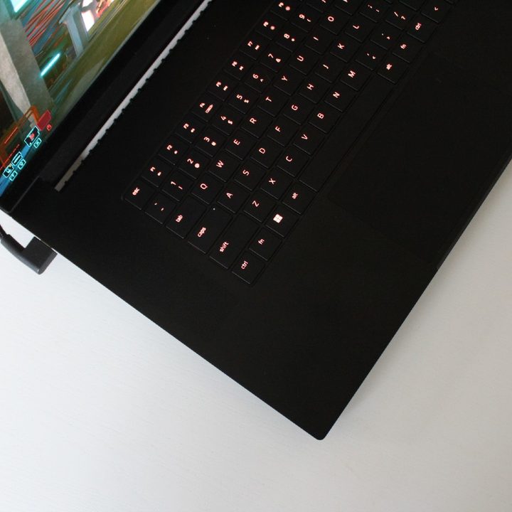 The keyboard and touchpad of the Razer Blade 17.