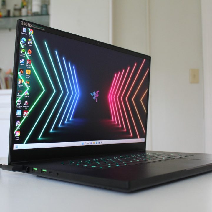 The Razer Blade 17 on a white table.