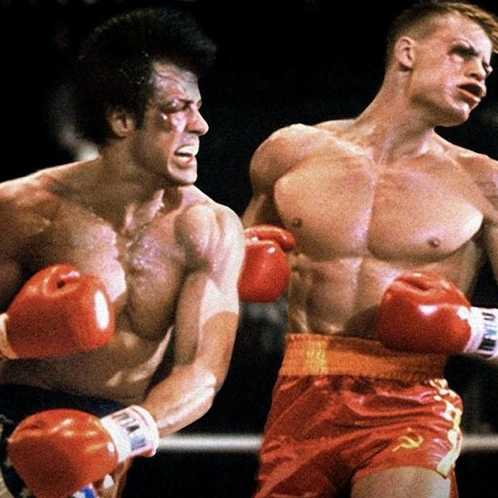 Sylvester Stallone and Dolph Lundgren in Rocky IV in