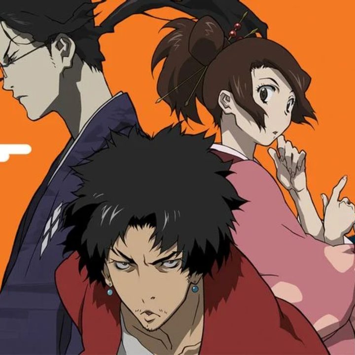 The main trio of Samurai Champloo consisting of Jin, Mugen, and Fuu