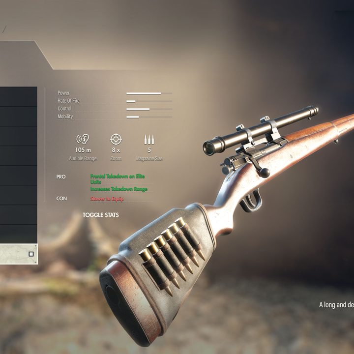 A Sniper Elite 5 player customizes their Sniper Rifle.