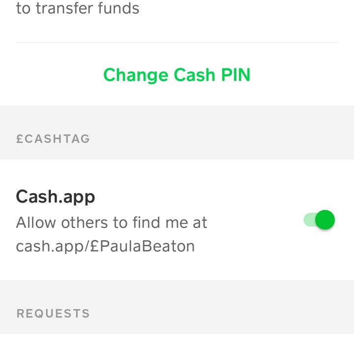 Cash App Security Lock toggle.