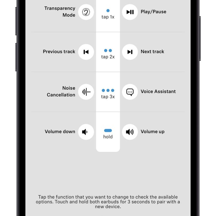 Sennheiser Smart Control custom button settings.