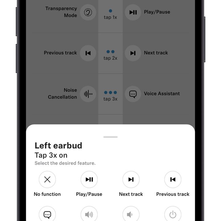 Sennheiser Smart Control custom button settings.