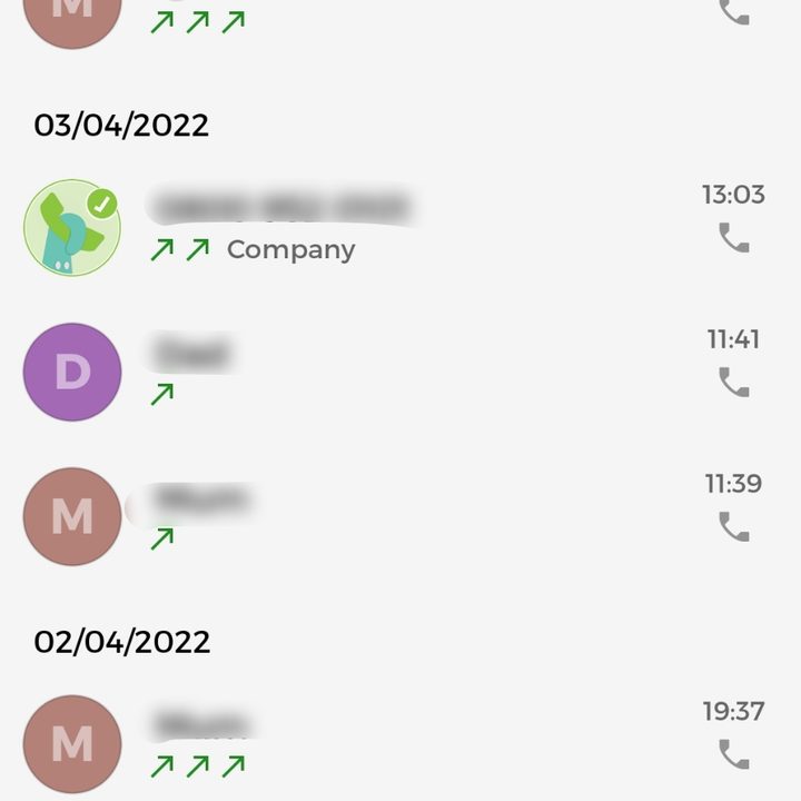 Should I Answer app showing recent calls.