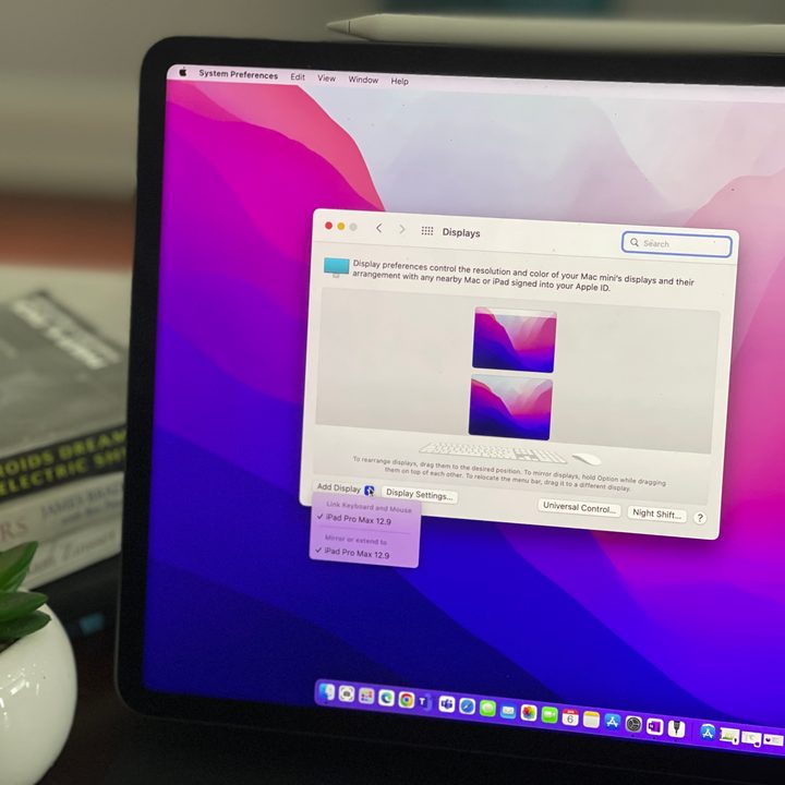 The display settings app on MacOS running on an iPad.