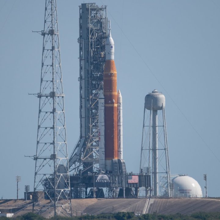 NASA's SLS rocket on the launchpad.