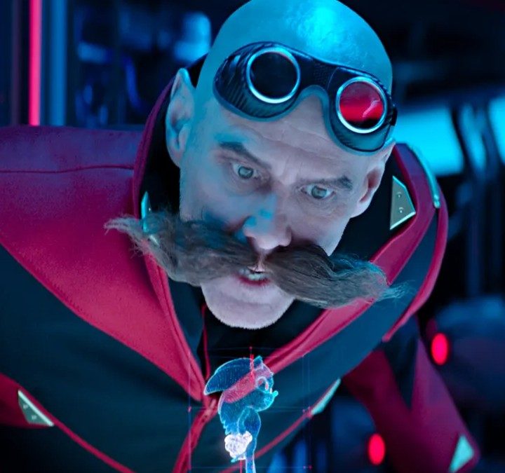 Dr. Eggman looks at a hologram in Sonic the Hedgehog 2.