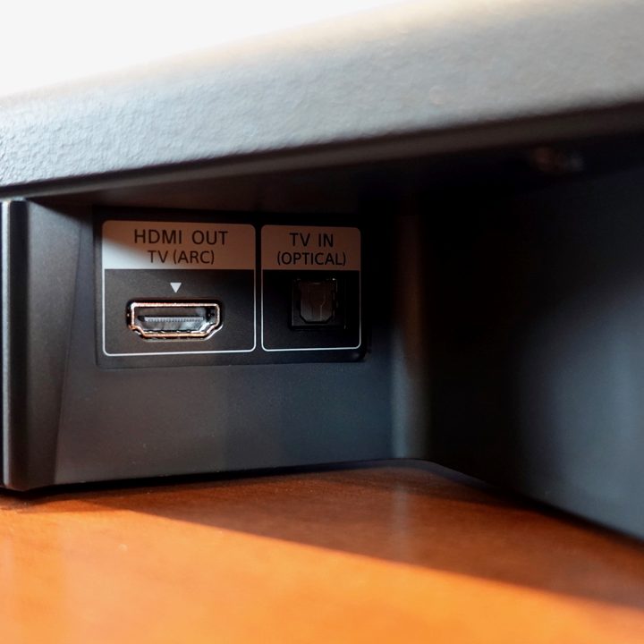 HDMI and optical inputs on the Sony HT-S400 soundbar.