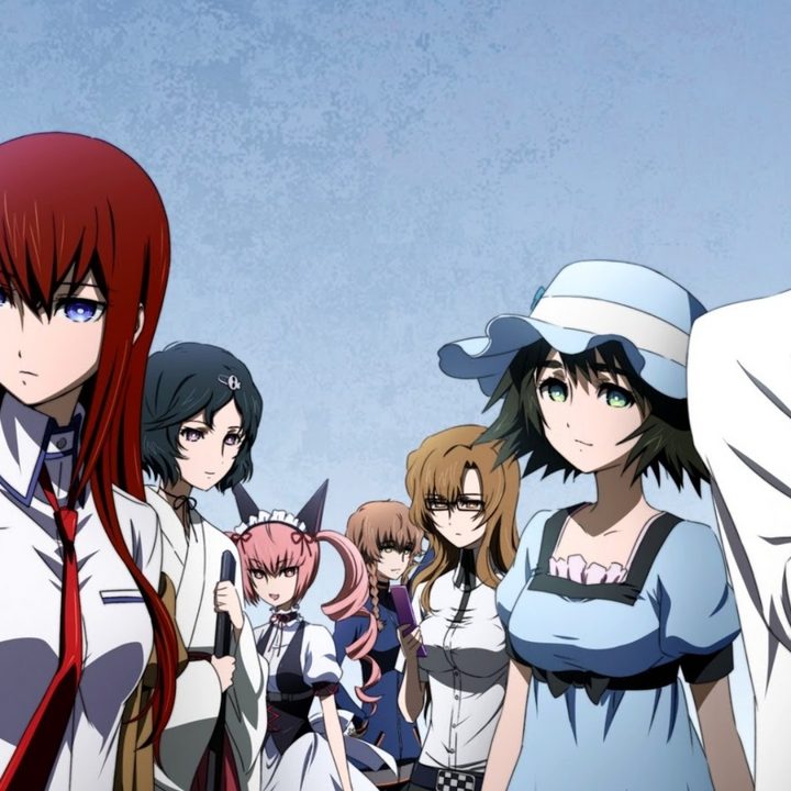 The main cast of Steins;Gate in promo art