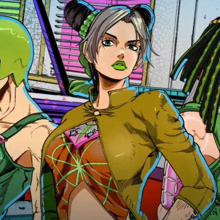 Foo Fighters, Jolyne, and Ermes Costello in Stone Ocean's opening theme.
