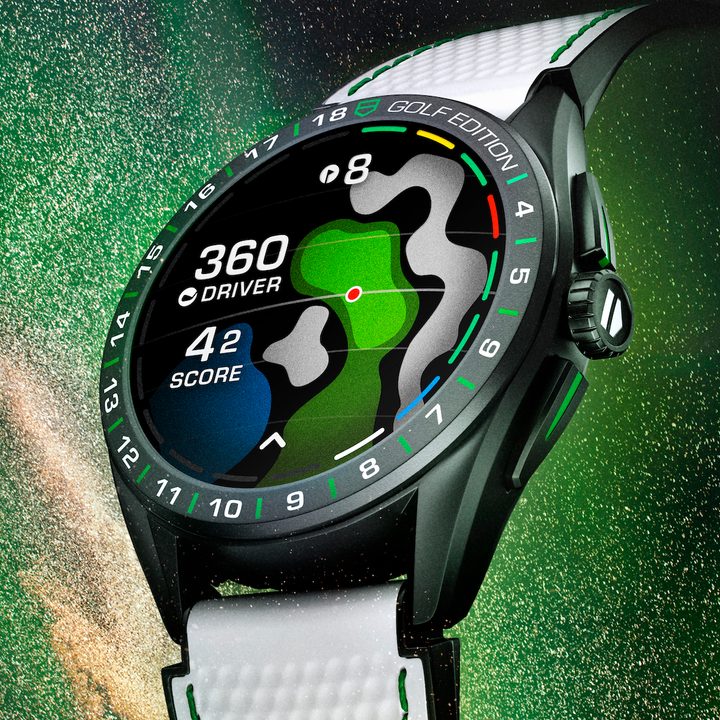 Tag Heuer Connected Calibre E4 Golf Edition face and strap.