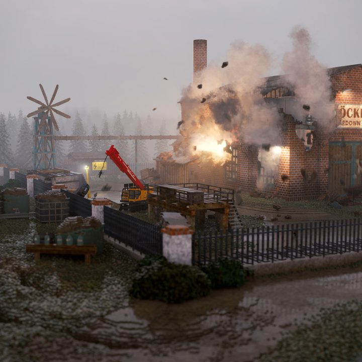 A building explodes in Teardown.