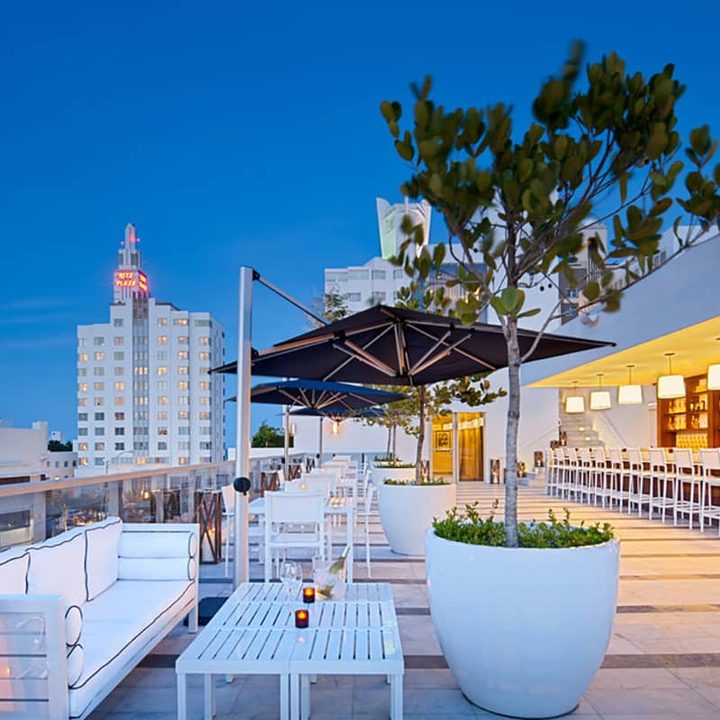 Rooftop patio at The Gale South Beach Hotel.