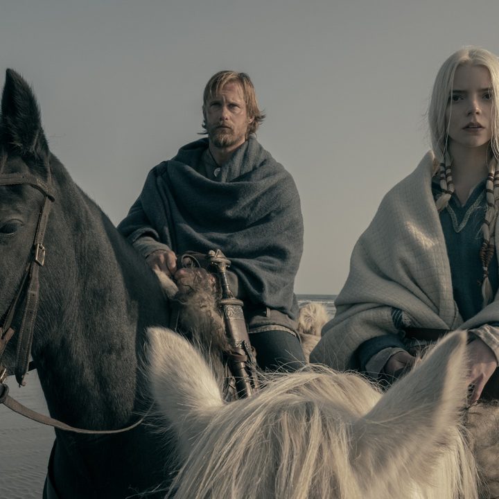 Alexander Skarsgård and Anya Taylor-Joy ride across Iceland in The Northmen.