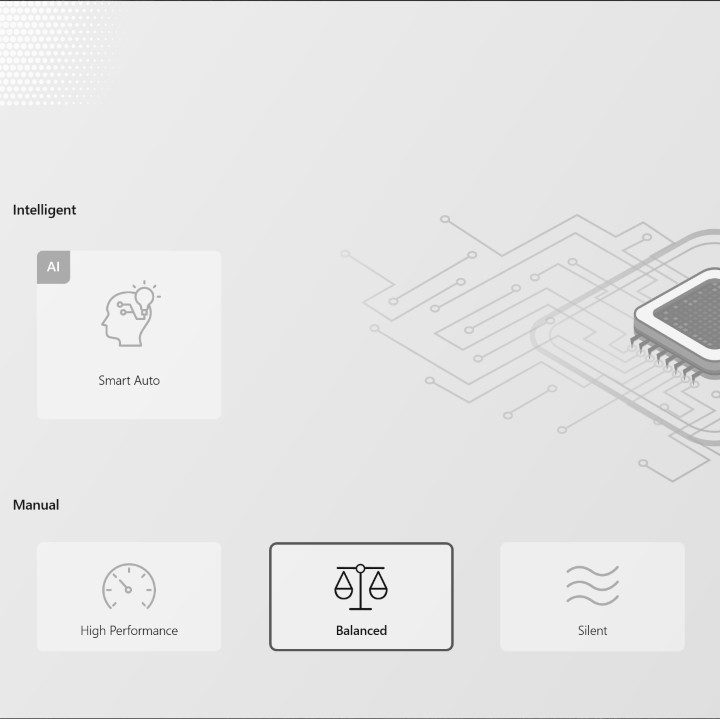 MSI Center showing different performance modes.