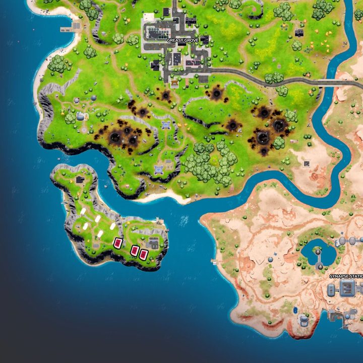 Map of Omni Chips at Windbreaker in Fortnite.