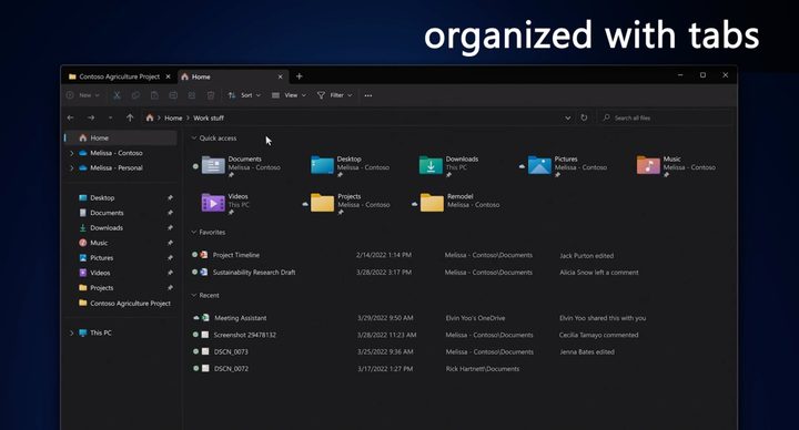 Tabs in the Windows 11 File Explorer