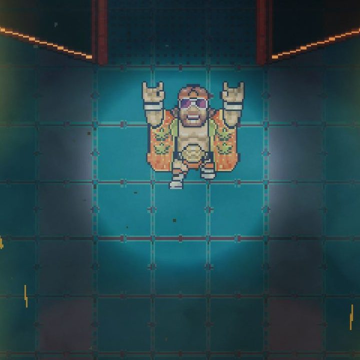 A wrestler coming on stage in WrestleQuest