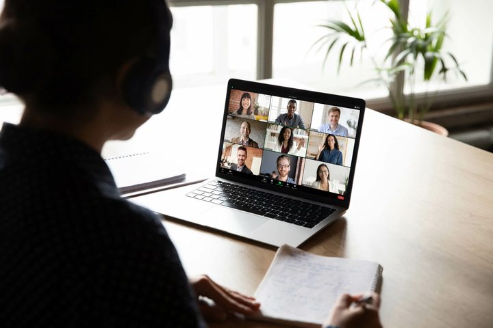 A woman on a Zoom call.