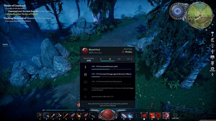 A list of blood bonuses.