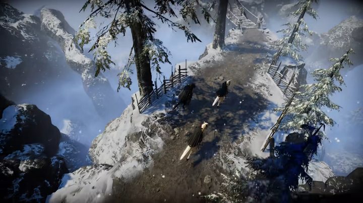 Three cloaked vampires riding horses.